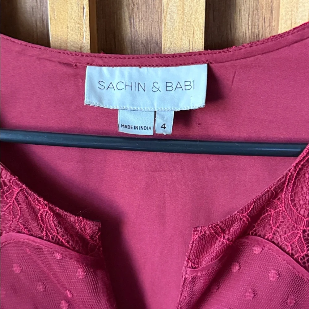 Sachin and Babi Lace Detail Ruffle hem Mini Dress. 4 - Picture 6 of 11